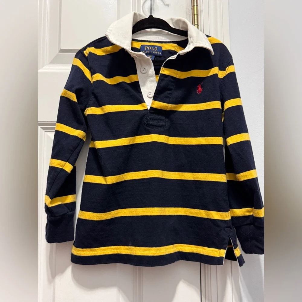 Polo by Ralph Lauren Kids Striped Navy and Yellow Shirt